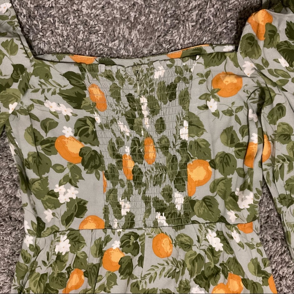 Reformation Mica Midi Dress Sz4 Orange Grove Green Long Sleeve Party Cocktail - Picture 10 of 13